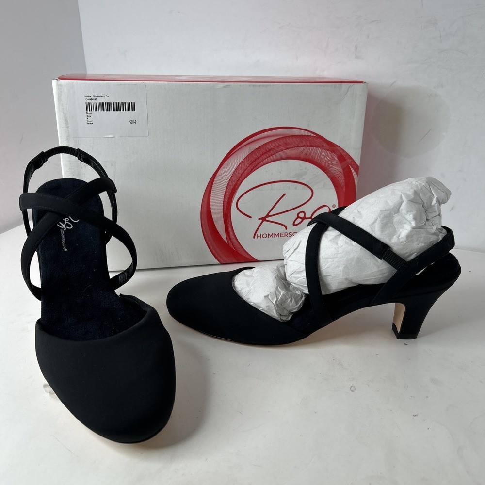 Rog Hommerson Walking Co Heels Caliente Black Micro‎ Leather Sz 9